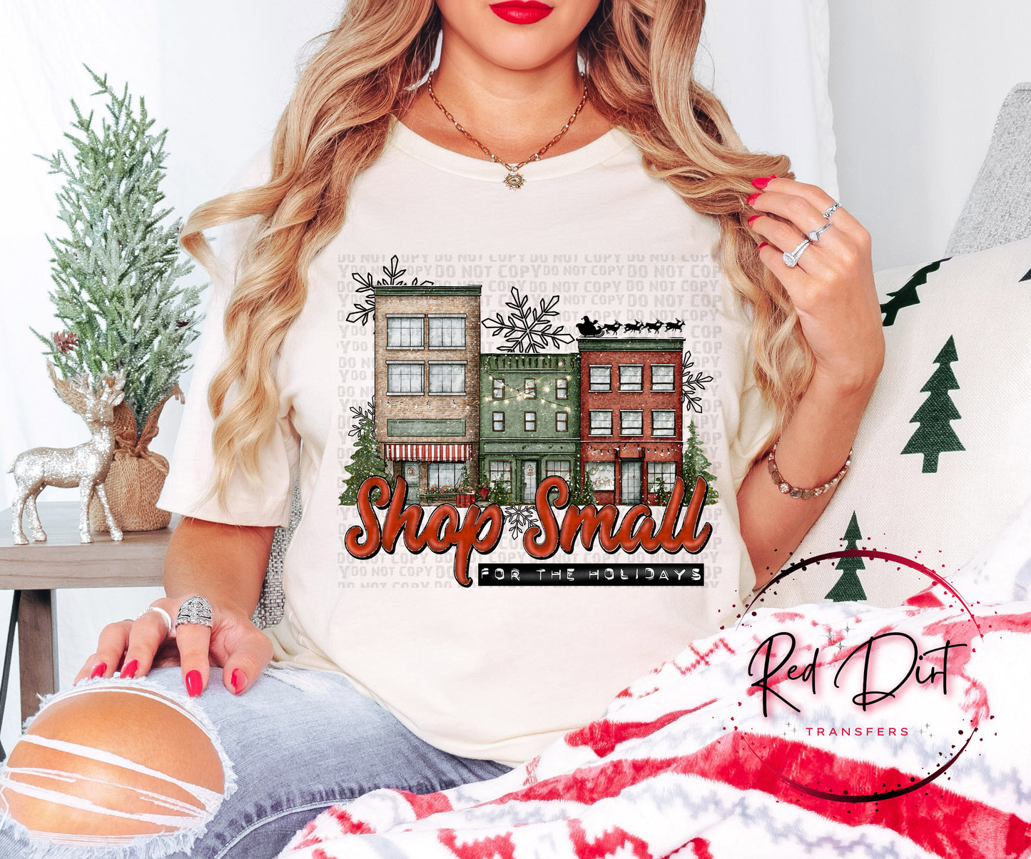 Shop Small For The Holidays DTF Transfer | Trendy Christmas DTF Transfer | High Quality Image Transfers | Ready to Press | Instant Peel