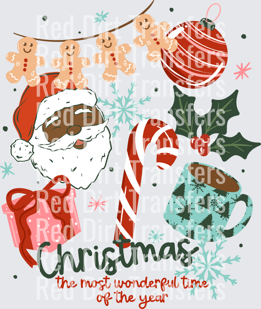 Christmas The Most Wonderful Time of the Year Dark Santa DTF Transfer