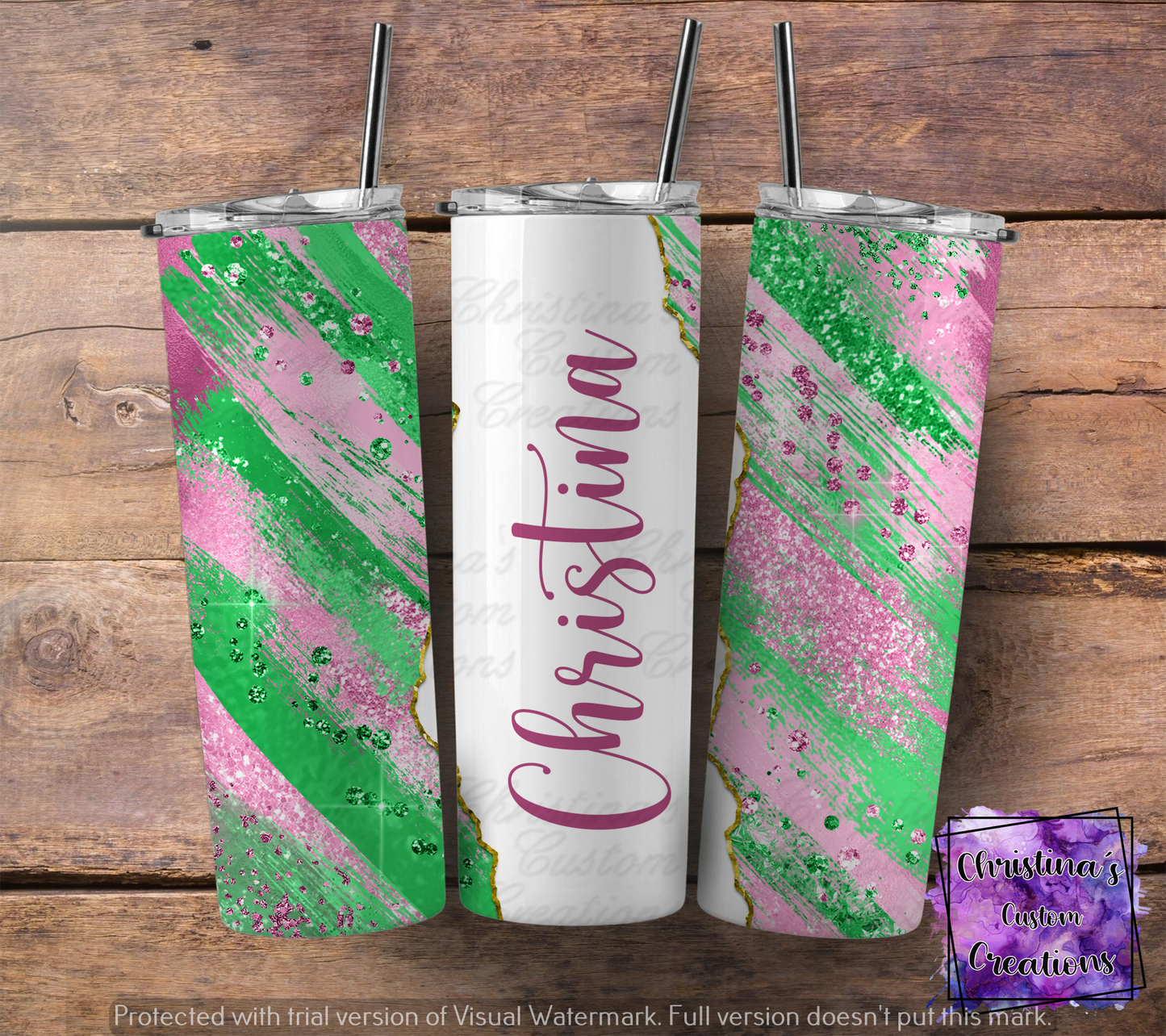 Personalized Lime and Pink Tumbler | Add Your Name Tumbler | Birthday Gift | Fast Shipping | 20oz Glitter Tumbler | Hot and Cold Drink