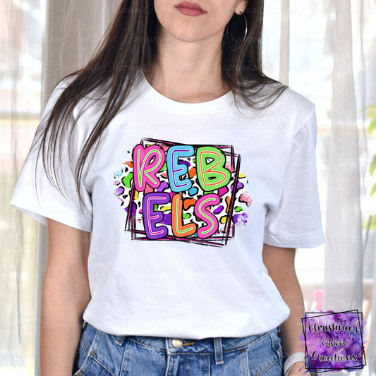 Neon Rebels DTF Transfer | Ready to Press Transfers | School Spirit Transfers | High Quality DTF Transfers | Fast Shipping