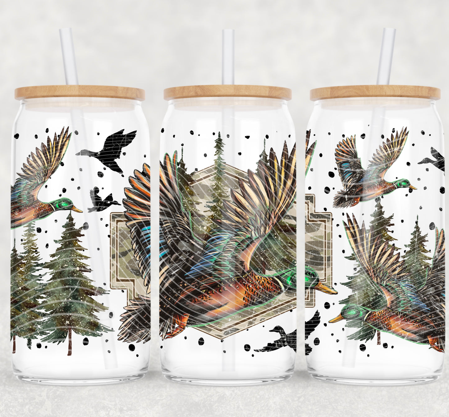 Mallard Duck (No Bow) UV DTF Libbey Transfer | Trendy Hunting Libbey Wrap | Ready to Transfer | High Quality | Waterproof UV Transfer