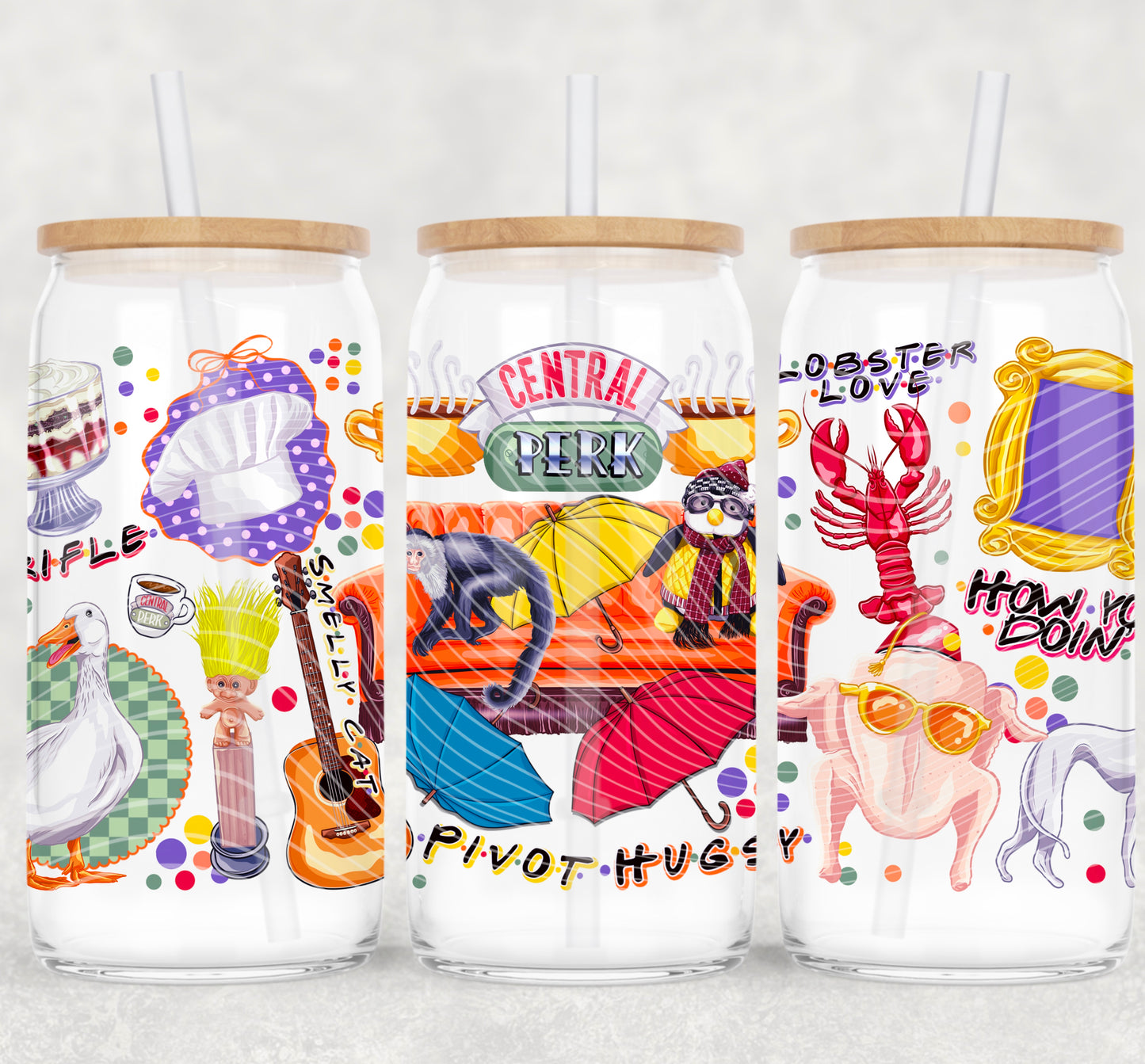 Central Perks UV DTF Libbey Transfer | Trendy Sitcom Libbey Wrap | Ready to Transfer | High Quality | Waterproof UV Transfer