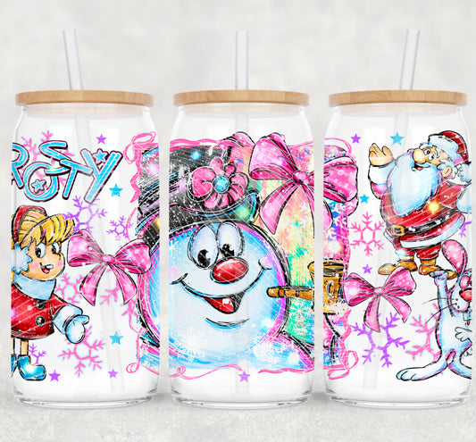 Christmas Snowman UV DTF Libbey Transfer | Trendy Christmas Libbey Wrap | Ready to Transfer | High Quality | Waterproof UV Transfer