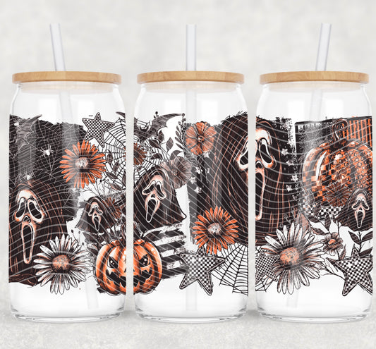 Halloween Ghost UV DTF Libbey Transfer | Trendy Horror Characters Libbey Wrap | Ready to Transfer | High Quality | Waterproof UV Transfer