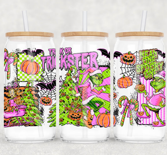 Trick or Trickster UV DTF Libbey Transfer | Trendy Halloween Libbey Wrap | Ready to Transfer | High Quality | Waterproof UV Transfer