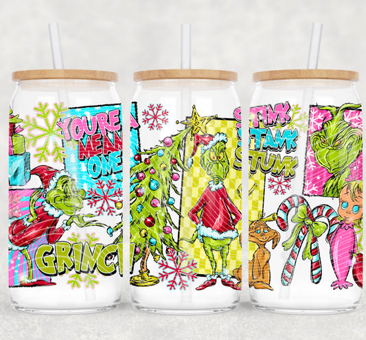 Mean One UV DTF Libbey Transfer | Trendy Christmas Libbey Wrap | Ready to Transfer | High Quality | Waterproof UV Transfer