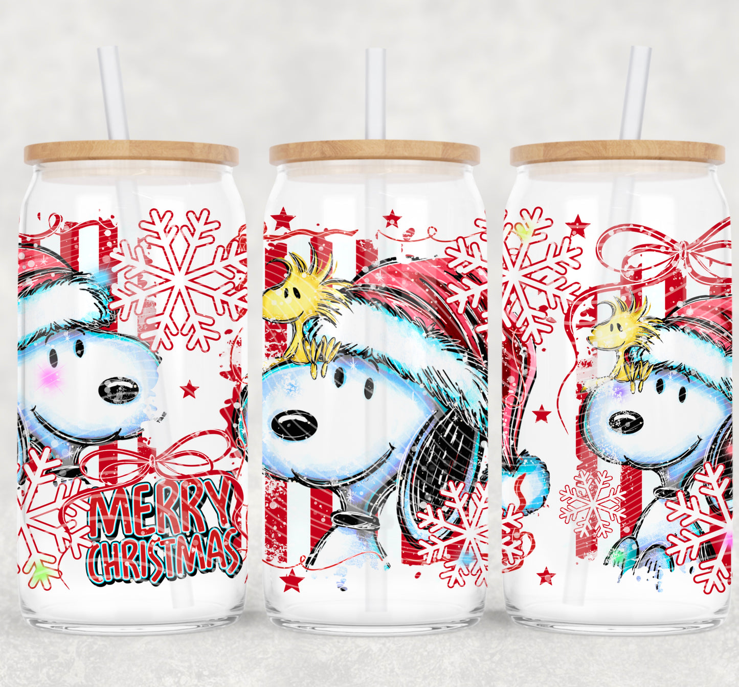 Christmas Dog UV DTF Libbey Transfer | Trendy Christmas Libbey Wrap | Ready to Transfer | High Quality | Waterproof UV Transfer