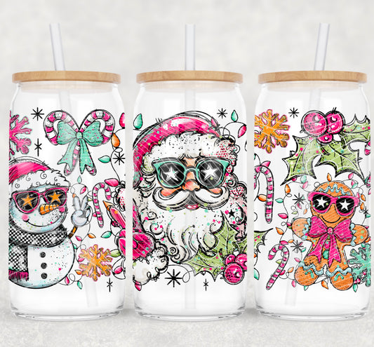 Snowman Santa UV DTF Libbey Transfer | Trendy Christmas Libbey Wrap | Ready to Transfer | High Quality | Waterproof UV Transfer