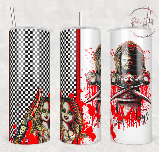 Chucky Insulated Tumbler with Plastic Lid and Sealed Reusable Straw | Trendy Horror Characters Cup | Hot/Cold Tumbler
