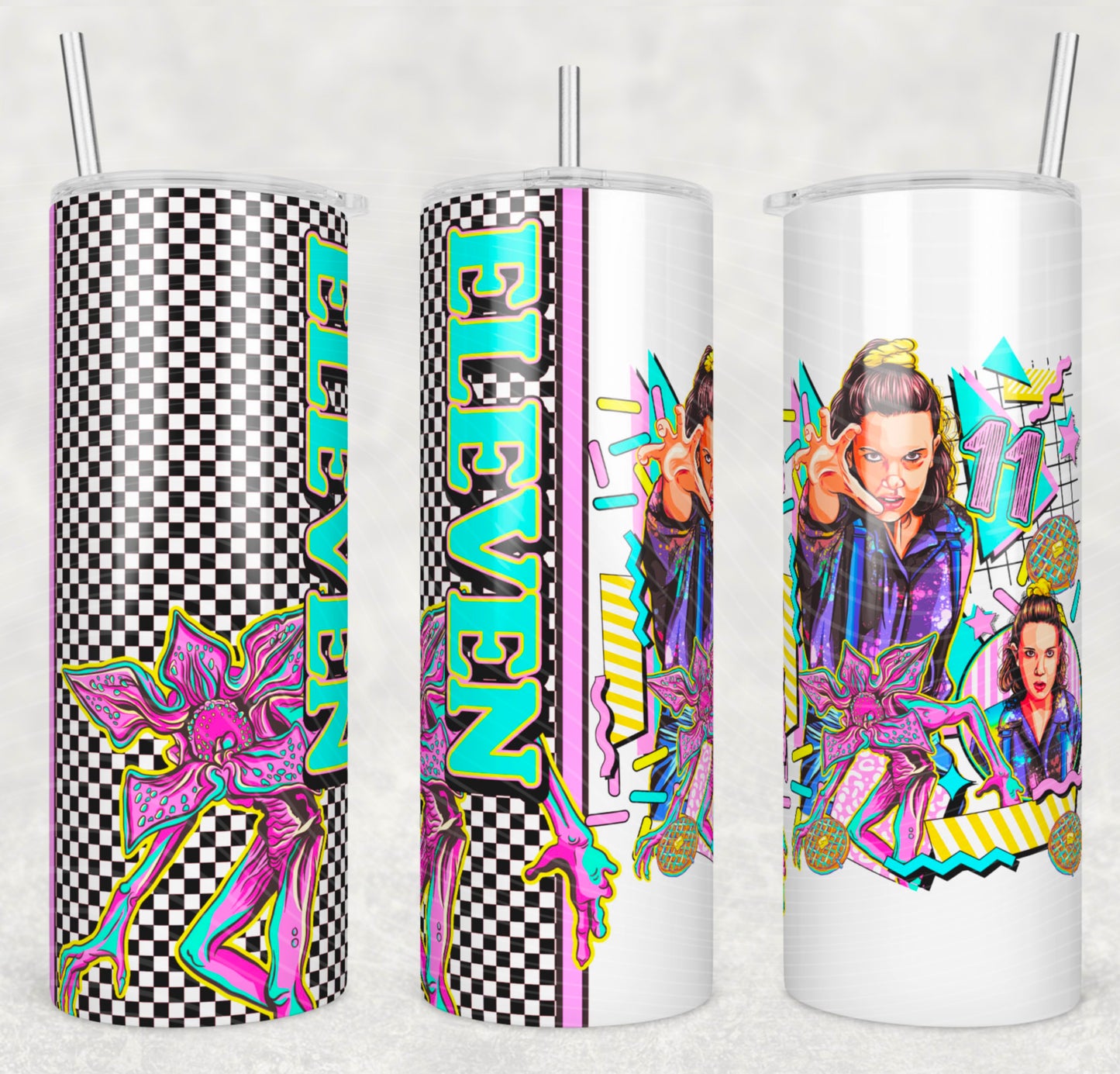 Eleven Insulated Tumbler with Plastic Lid and Sealed Reusable Straw | Trendy TV Series Cup | Hot/Cold Tumbler