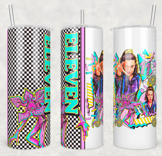 Eleven Insulated Tumbler with Plastic Lid and Sealed Reusable Straw | Trendy TV Series Cup | Hot/Cold Tumbler