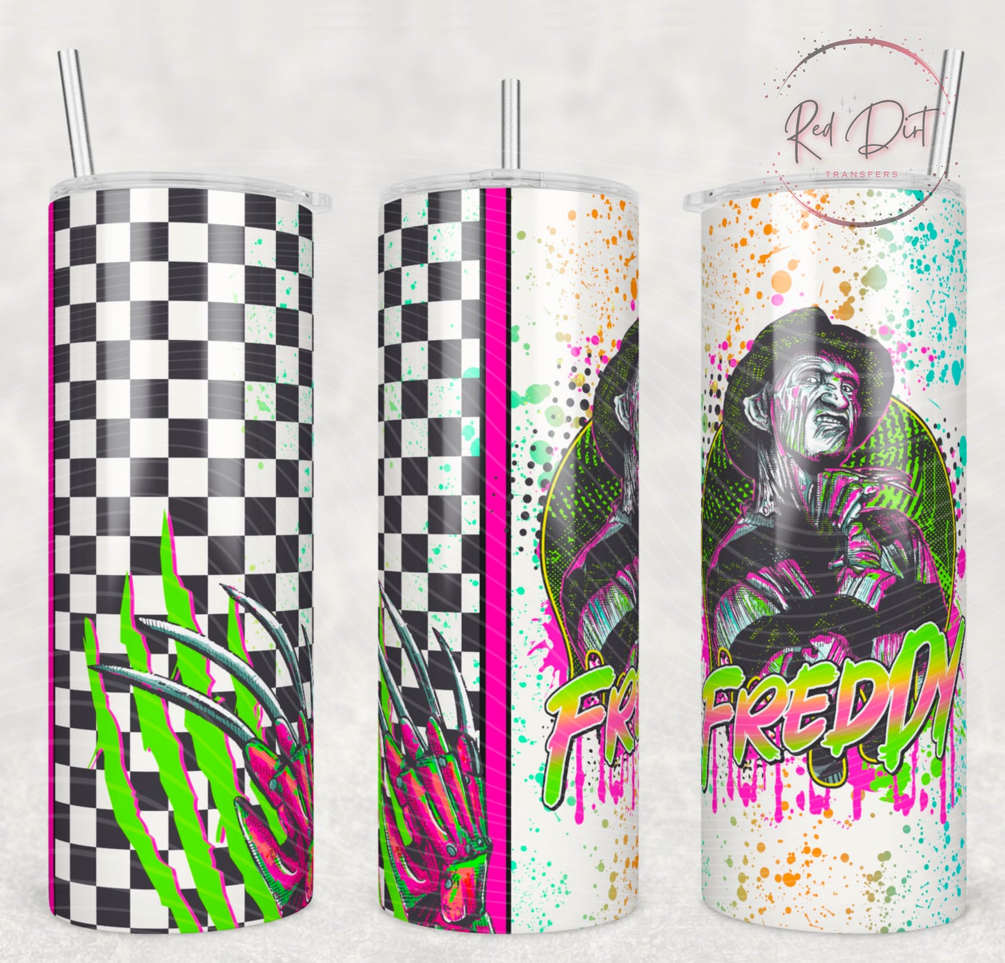 Freddy Insulated Tumbler with Plastic Lid and Sealed Reusable Straw | Trendy Horror Characters Cup | Hot/Cold Tumbler