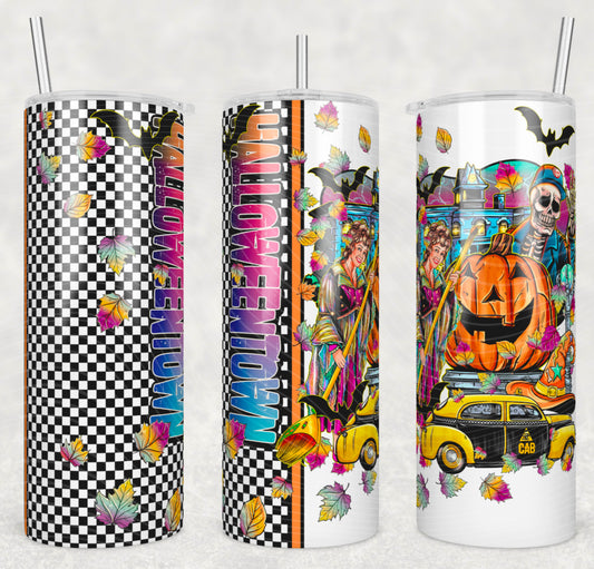 The Town Insulated Tumbler with Plastic Lid and Sealed Reusable Straw | Trendy Halloween Cup | Hot/Cold Tumbler
