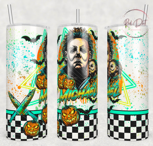 Michael Insulated Tumbler with Plastic Lid and Sealed Reusable Straw | Trendy Horror Characters Cup | Hot/Cold Tumbler