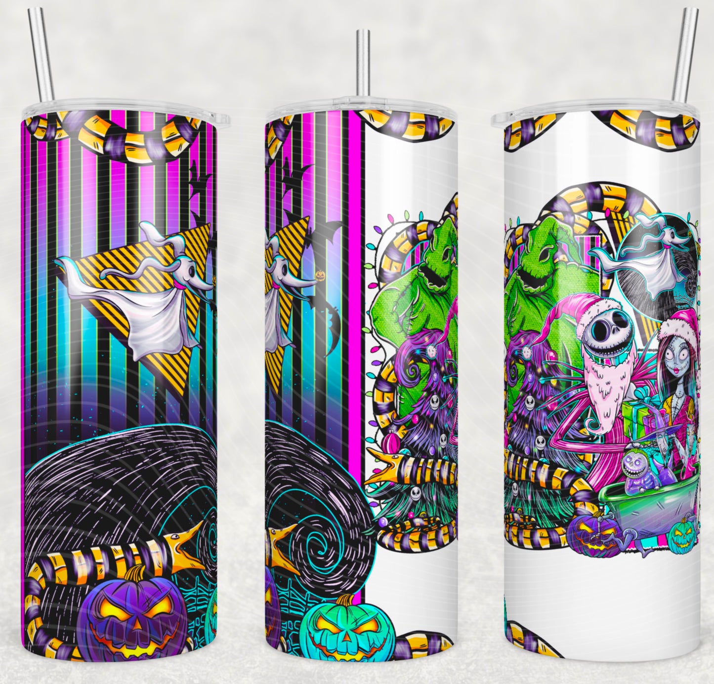 Nightmare Insulated Tumbler with Plastic Lid and Sealed Reusable Straw | Trendy Halloween Cup | Hot/Cold Tumbler