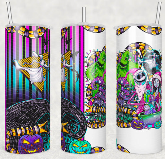 Nightmare Insulated Tumbler with Plastic Lid and Sealed Reusable Straw | Trendy Halloween Cup | Hot/Cold Tumbler