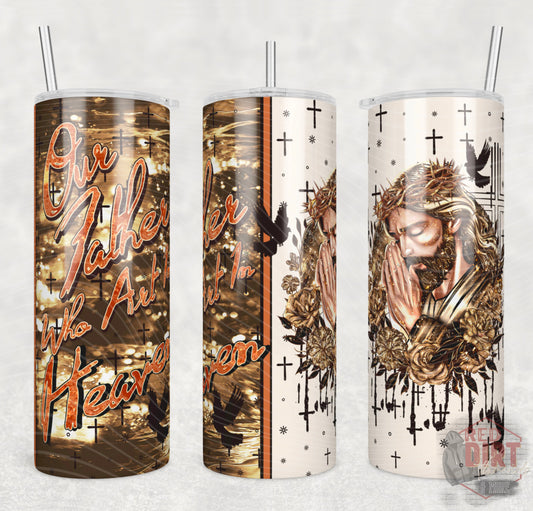Our Father Who Art In Heaven Insulated Tumbler with Plastic Lid and Sealed Reusable Straw | Trendy Religious Cup | Hot/Cold Tumbler