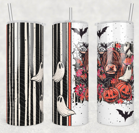 Spooky Cow Insulated Tumbler with Plastic Lid and Sealed Reusable Straw | Trendy Halloween Cup | Hot/Cold Tumbler
