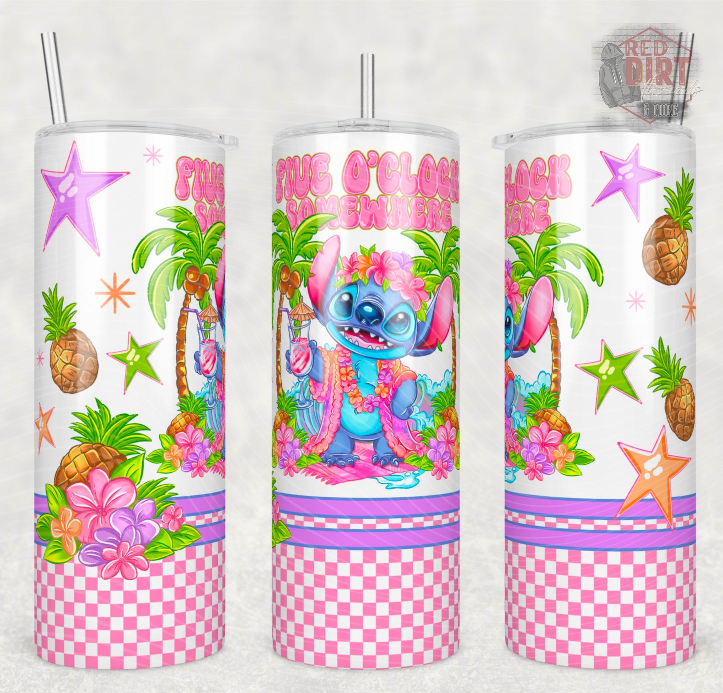 It's 5 O'clock Somewhere Insulated Tumbler with Plastic Lid and Sealed Reusable Straw | Trendy Cup | Hot/Cold Tumbler