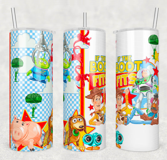 If The Boot Fits Insulated Tumbler with Plastic Lid and Sealed Reusable Straw | Trendy Throwback Movie Cup | Hot/Cold Tumbler