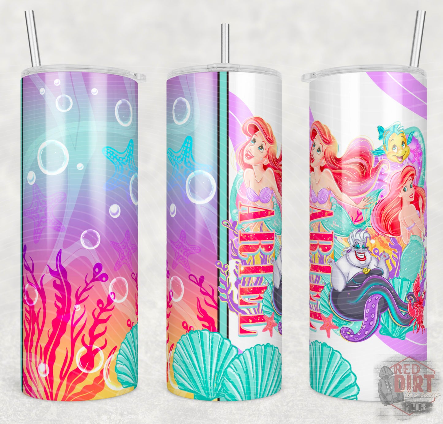 Ariel Insulated Tumbler with Plastic Lid and Sealed Reusable Straw | Trendy Throwback Movie Cup | Hot/Cold Tumbler