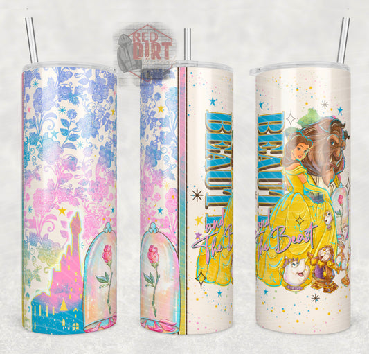 Vintage Beauty Insulated Tumbler with Plastic Lid and Sealed Reusable Straw | Trendy Princess Movie Cup | Hot/Cold Tumbler