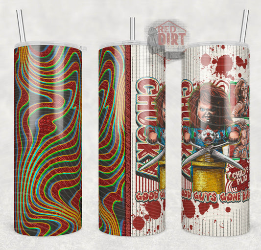 Vintage Good Guy Insulated Tumbler with Plastic Lid and Sealed Reusable Straw | Trendy Horror Movie Cup | Hot/Cold Tumbler