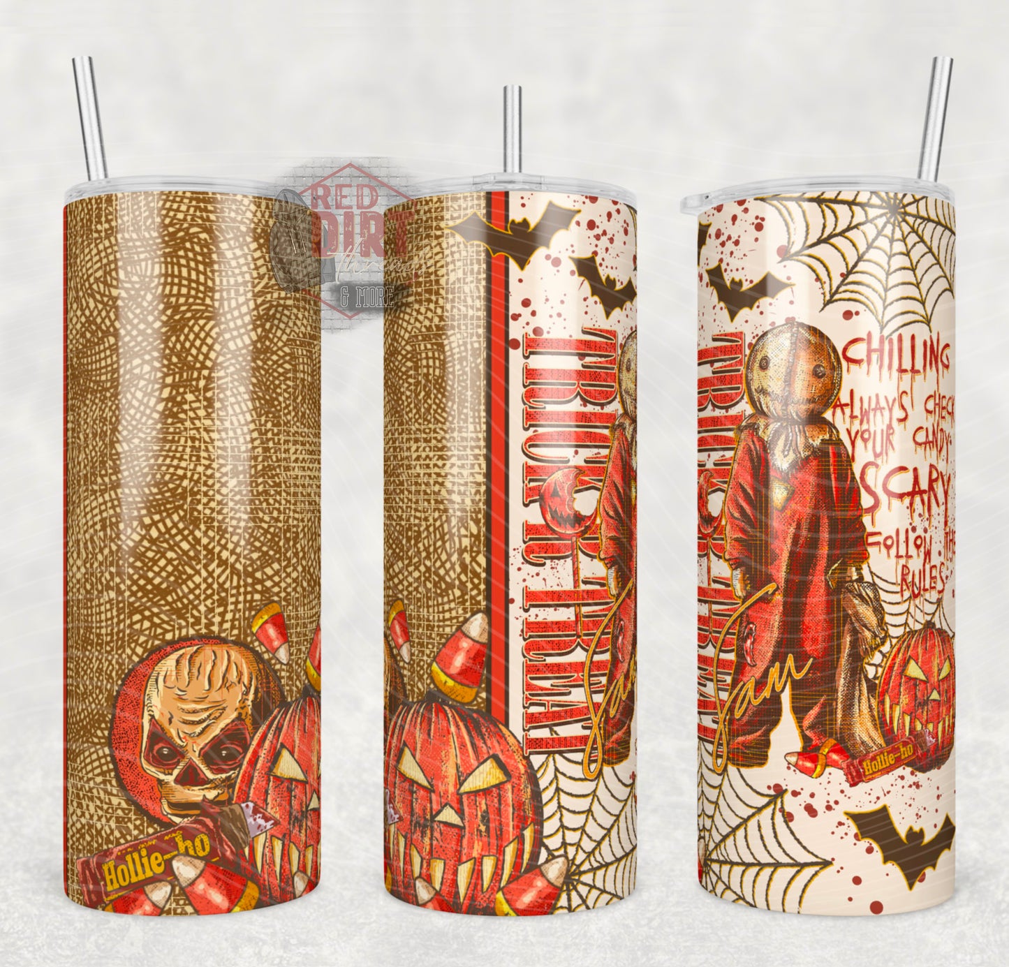 Vintage Sam Insulated Tumbler with Plastic Lid and Sealed Reusable Straw | Trendy Horror Cup | Hot/Cold Tumbler