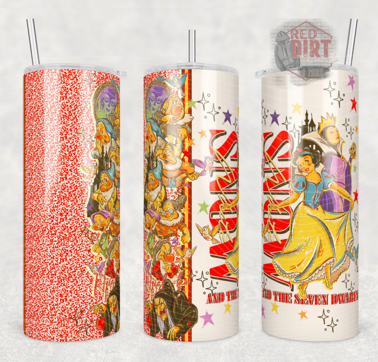 Vintage Snow Insulated Tumbler with Plastic Lid and Sealed Reusable Straw | Trendy Throwback Cup | Hot/Cold Tumbler