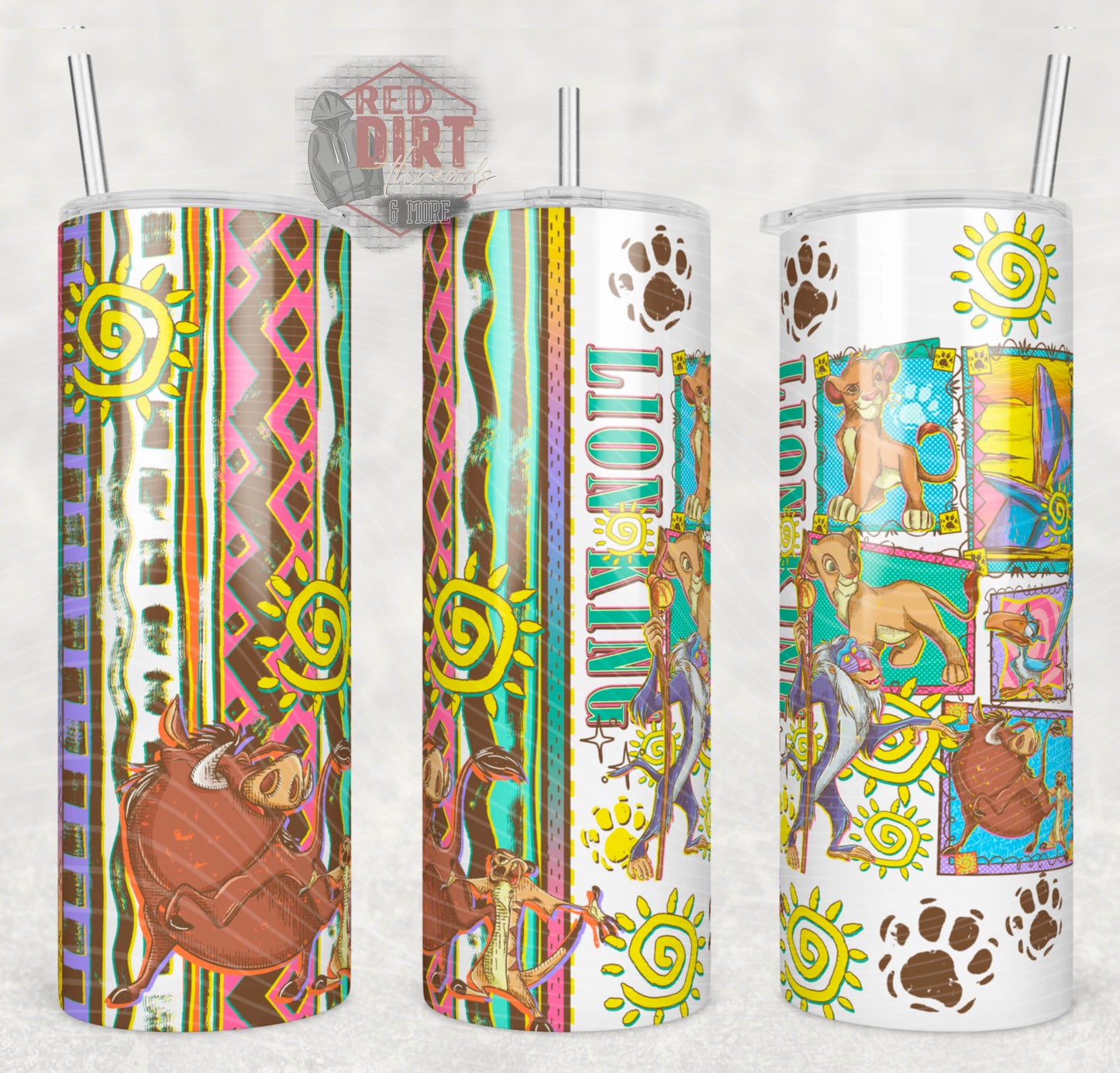 Vintage Lion Insulated Tumbler with Plastic Lid and Sealed Reusable Straw | Trendy Throwback Movie Cup | Hot/Cold Tumbler