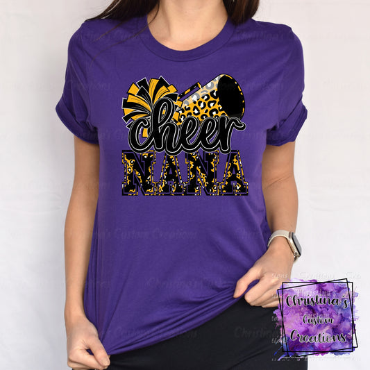 Black and Gold Cheer Nana T-Shirt | Trendy School Spirit Shirt | Fast Shipping | Super Soft Shirts for Men/Women/Kid's | Bella Canvas