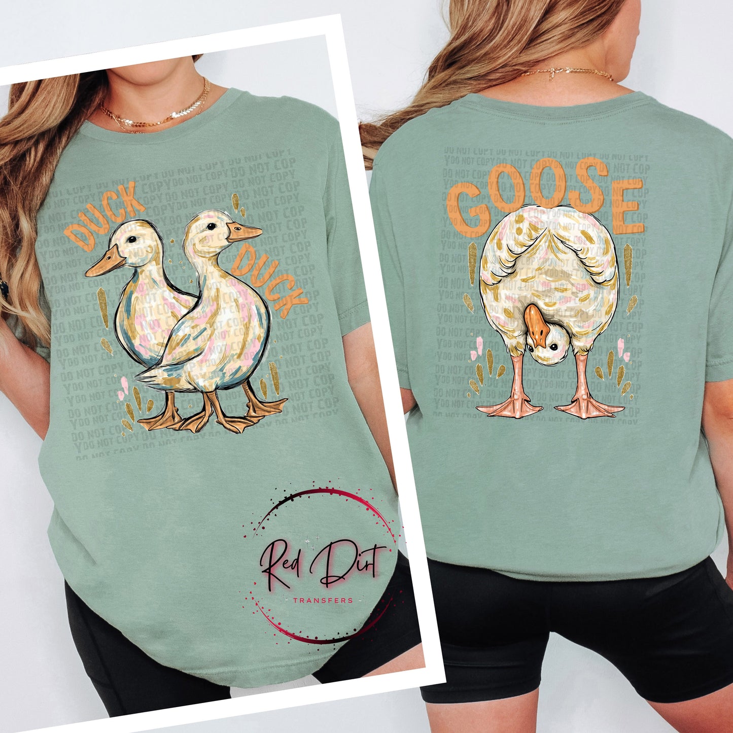 Duck Duck Goose DTF Transfer Set, Funny Duck Shirt Design, Front and Back Transfer, Farm Animal DTF, Ready to Press