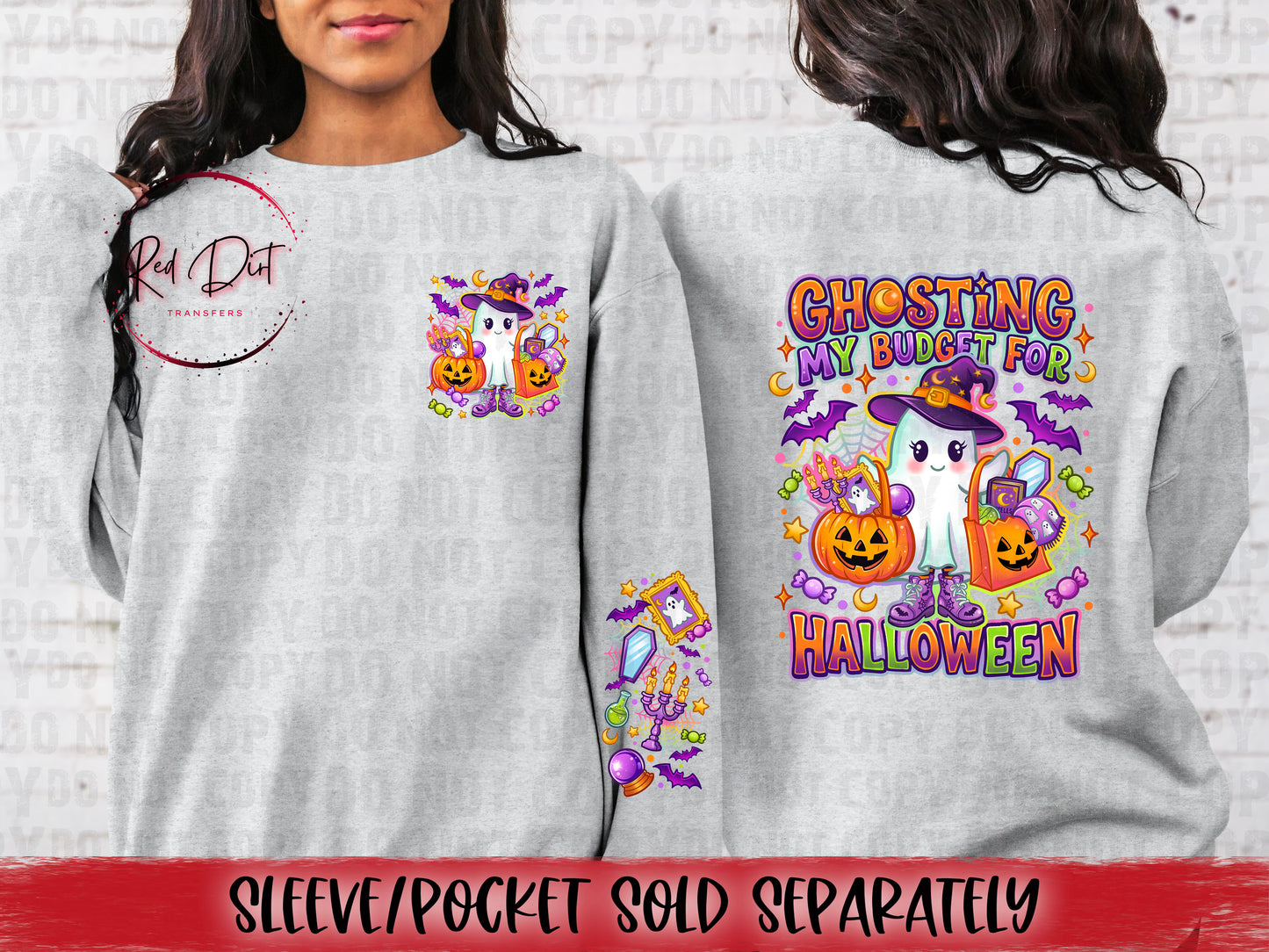 Ghosting My Budget for Halloween DTF Transfer | Cute Ghost Halloween Heat Transfer | Funny Spooky Shirt Transfer