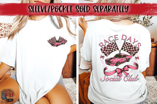 Race Days Social Club DTF Transfer | Trendy Racing DTF Transfer | High Quality Image Transfers | Ready to Press | Fast Shipping