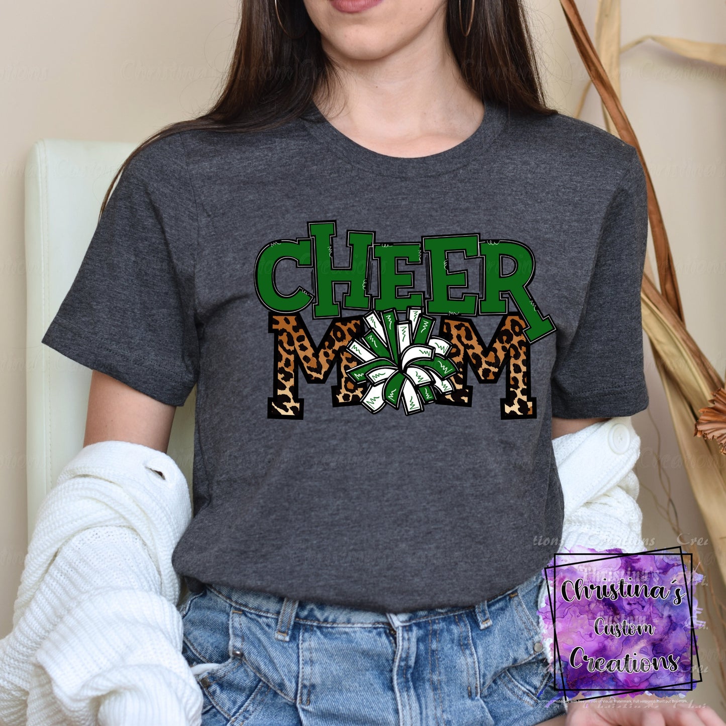 Green Cheer Mom T-Shirt | Trendy School Spirit Shirt | Fast Shipping | Super Soft Shirts for Men/Women/Kid's | Bella Canvas