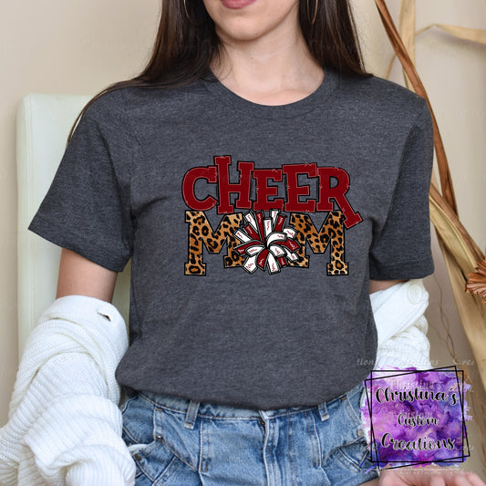 Garnet and White Cheer Mom T-Shirt | Trendy School Spirit Shirt | Fast Shipping | Super Soft Shirts for Men/Women/Kid's | Bella Canvas