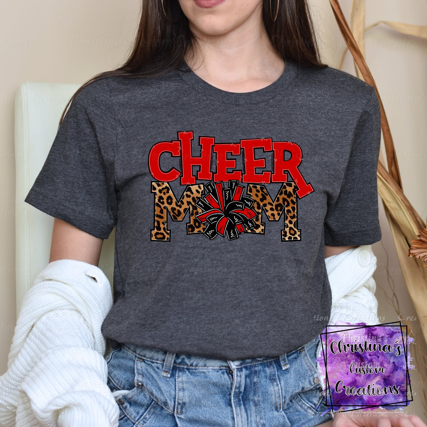 Red Cheer Mom T-Shirt | Trendy School Spirit Shirt | Fast Shipping | Super Soft Shirts for Men/Women/Kid's | Bella Canvas