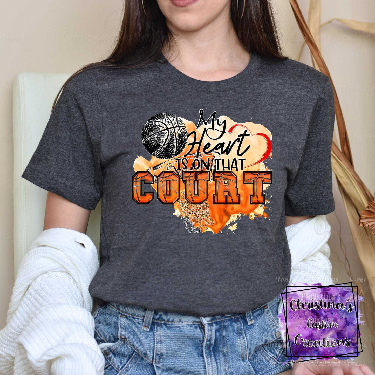 My Heart is on that Court T-Shirt | Trendy School Spirit Shirt | Basketball Shirt | Super Soft Shirts for Women | Bella Canvas