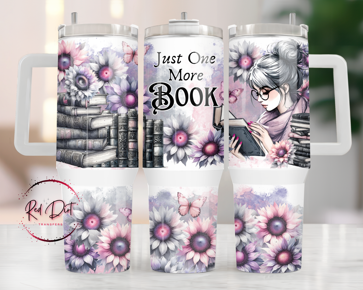 Just One More Book UV DTF 40oz Tumbler Transfer | Trendy Bookish Tumbler Wrap | Ready to Transfer | High Quality | Waterproof UV Transfer