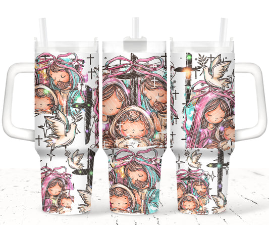 Baby Jesus UV DTF 40oz Tumbler Transfer | Trendy Christmas Tumbler Wrap | Ready to Transfer | High Quality | Waterproof UV Transfer