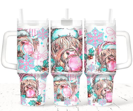 Christmas Cow UV DTF 40oz Tumbler Transfer | Trendy Christmas Tumbler Wrap | Ready to Transfer | High Quality | Waterproof UV Transfer