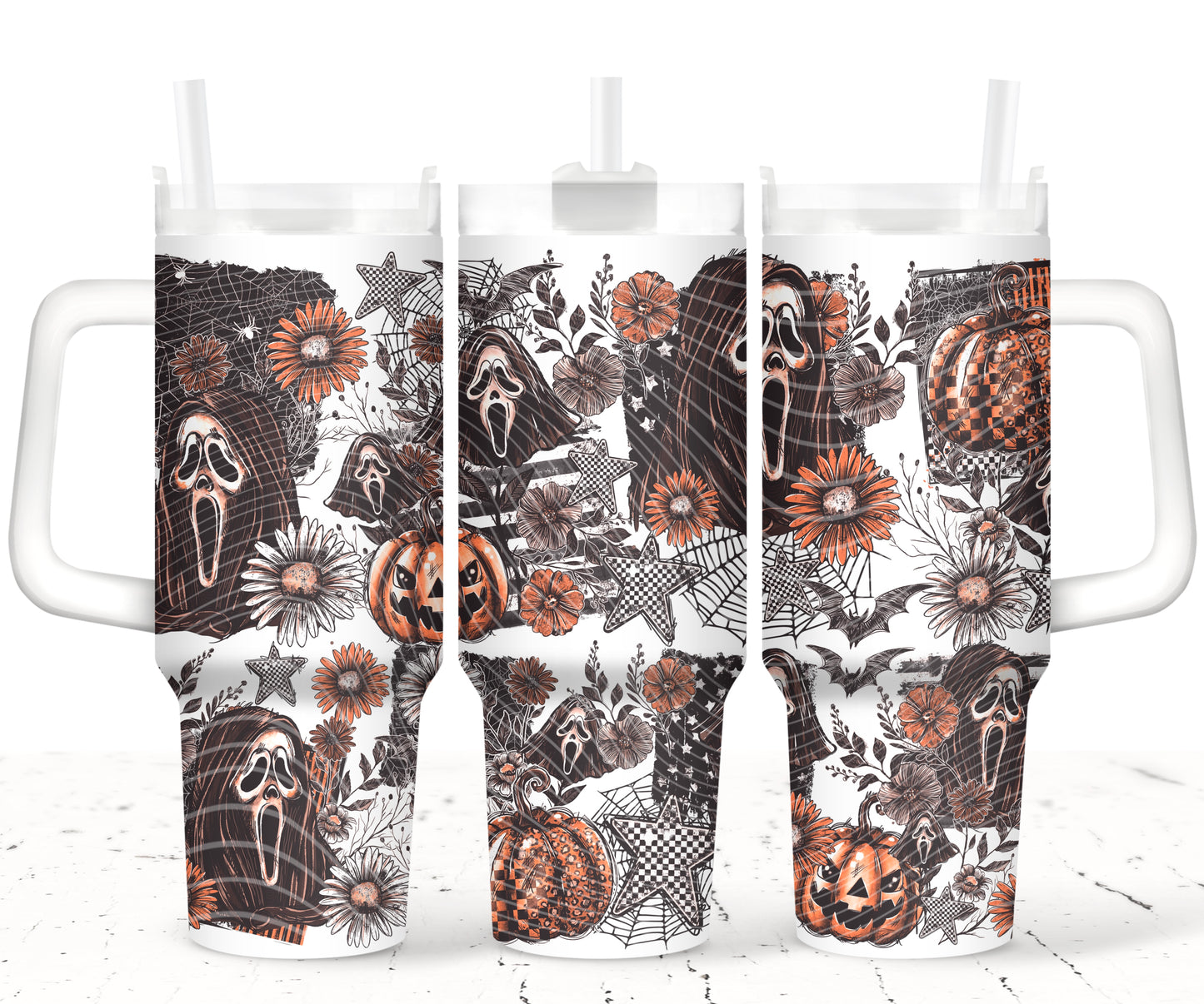 Halloween Ghost UV DTF 40oz Tumbler Transfer | Trendy Halloween Tumbler Wrap | Ready to Transfer | High Quality | Waterproof UV Transfer