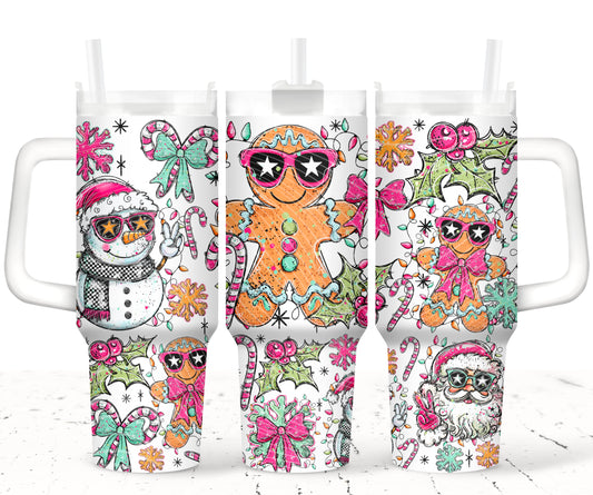Doodle Gingerbread Man UV DTF 40oz Tumbler Transfer | Trendy Christmas Tumbler Wrap | Ready to Transfer | High Quality | Waterproof UV Transfer