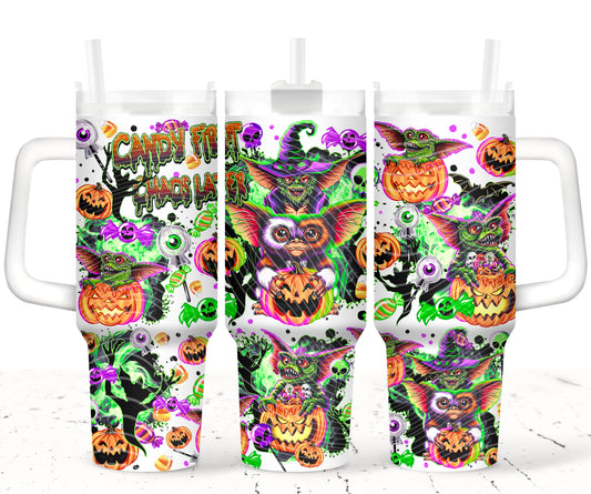 Candy First Chaos Later UV DTF 40oz Tumbler Transfer | Trendy Halloween Tumbler Wrap | Ready to Transfer | High Quality | Waterproof UV Transfer