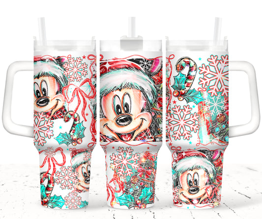 Christmas Mouse UV DTF 40oz Tumbler Transfer | Trendy Christmas Tumbler Wrap | Ready to Transfer | High Quality | Waterproof UV Transfer