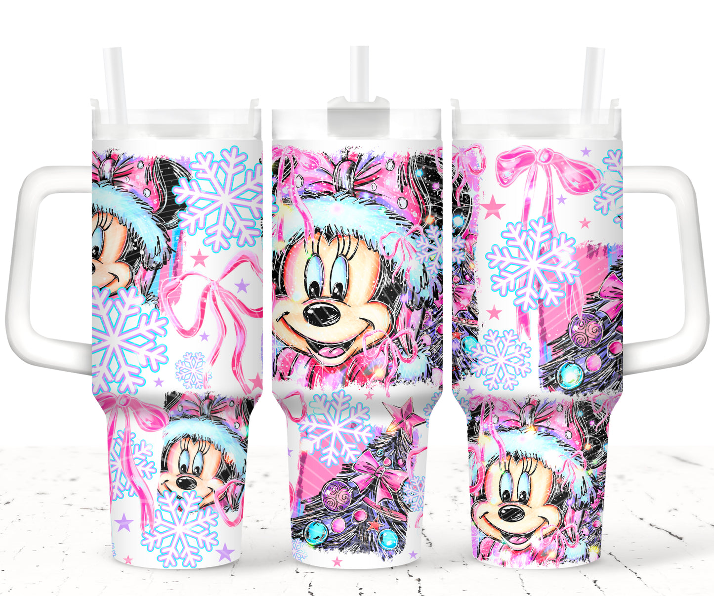 Christmas Girl Mouse UV DTF 40oz Tumbler Transfer | Trendy Christmas Tumbler Wrap | Ready to Transfer | High Quality | Waterproof UV Transfer