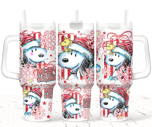 Christmas Dog UV DTF 40oz Tumbler Transfer | Trendy Christmas Tumbler Wrap | Ready to Transfer | High Quality | Waterproof UV Transfer