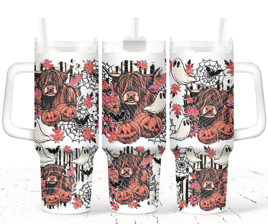 Spooky Cow UV DTF 40oz Tumbler Transfer | Trendy Halloween Tumbler Wrap | Ready to Transfer | High Quality | Waterproof UV Transfer