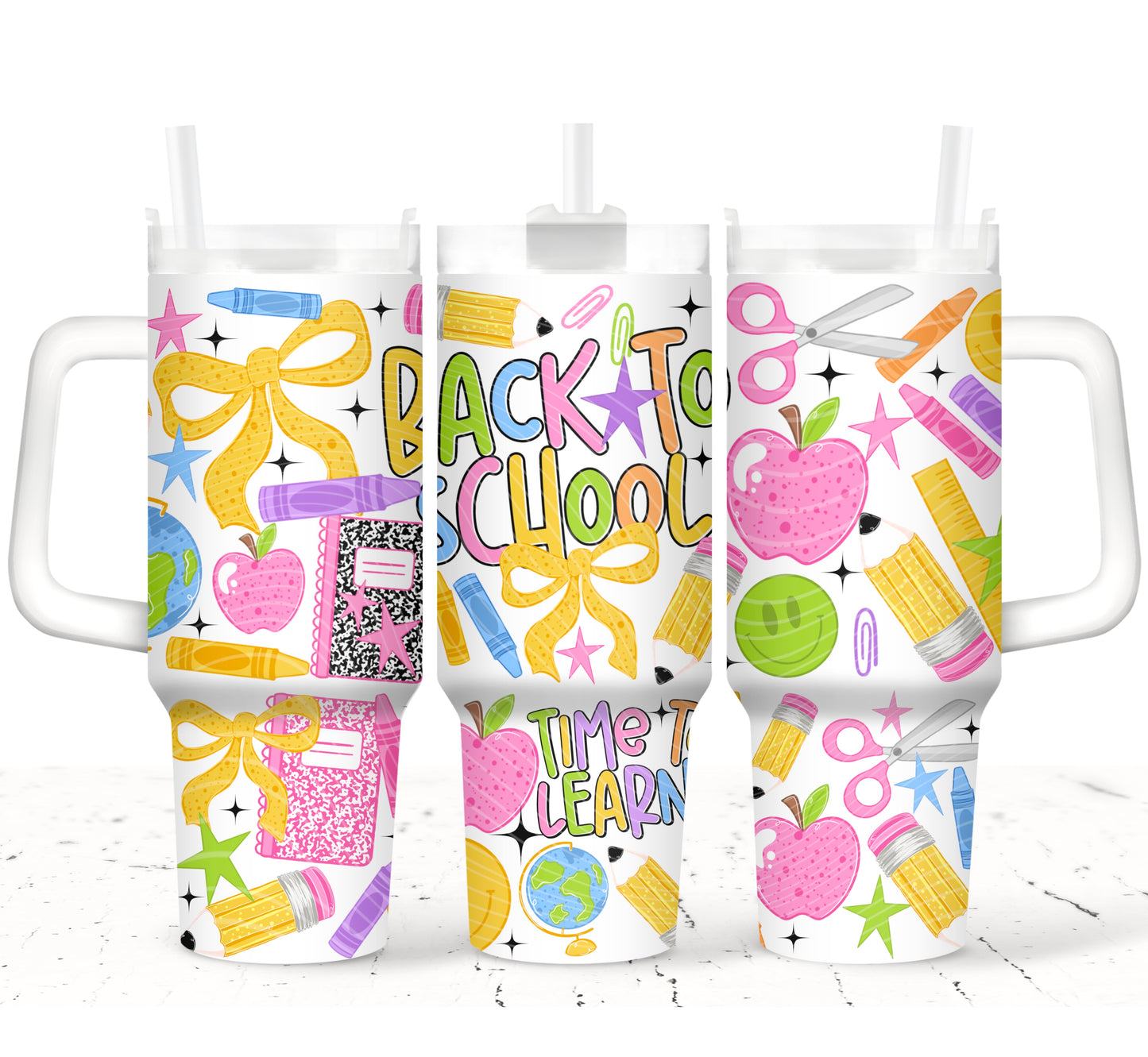 Back to School 40 oz UV DTF Tumbler Wrap | Teacher Tumbler Decal | School Supplies UV DTF Transfer | Teacher Gift