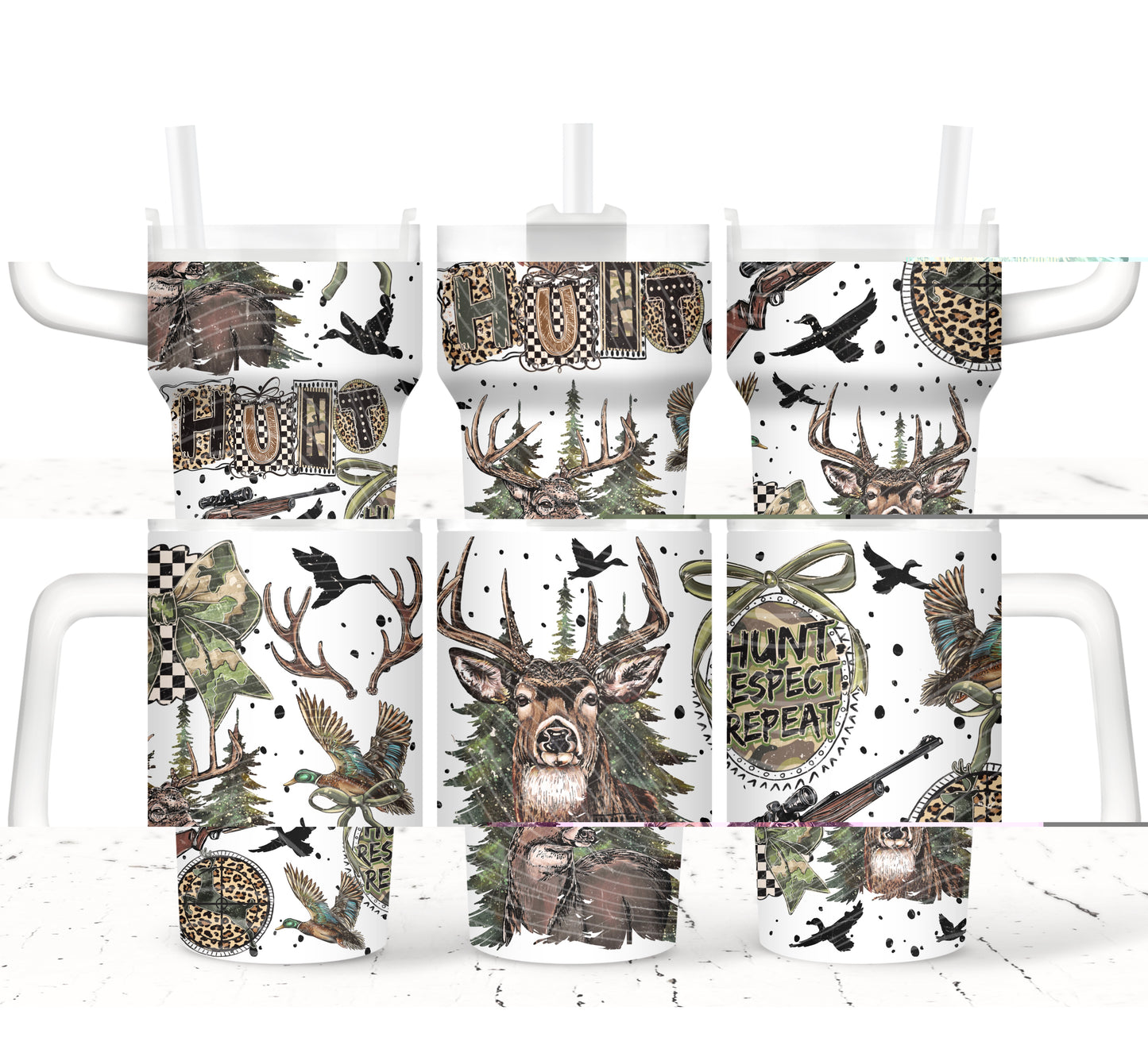 Hunt Respect Repeat UV DTF 40oz Tumbler Transfer | Trendy Hunting Tumbler Wrap | Ready to Transfer | High Quality | Waterproof UV Transfer